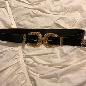 Prettylittlething Gold Double Buckle Belt